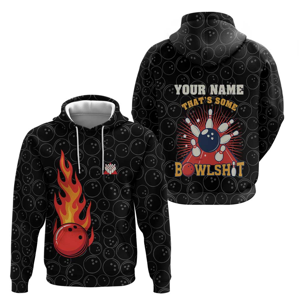 Flaming Bowling Ball Hoodie with Strike Explosion and Funny Quote Graphic on Bowling TS04