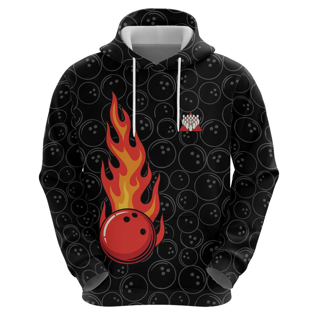 Flaming Bowling Ball Hoodie with Strike Explosion and Funny Quote Graphic on Bowling TS04