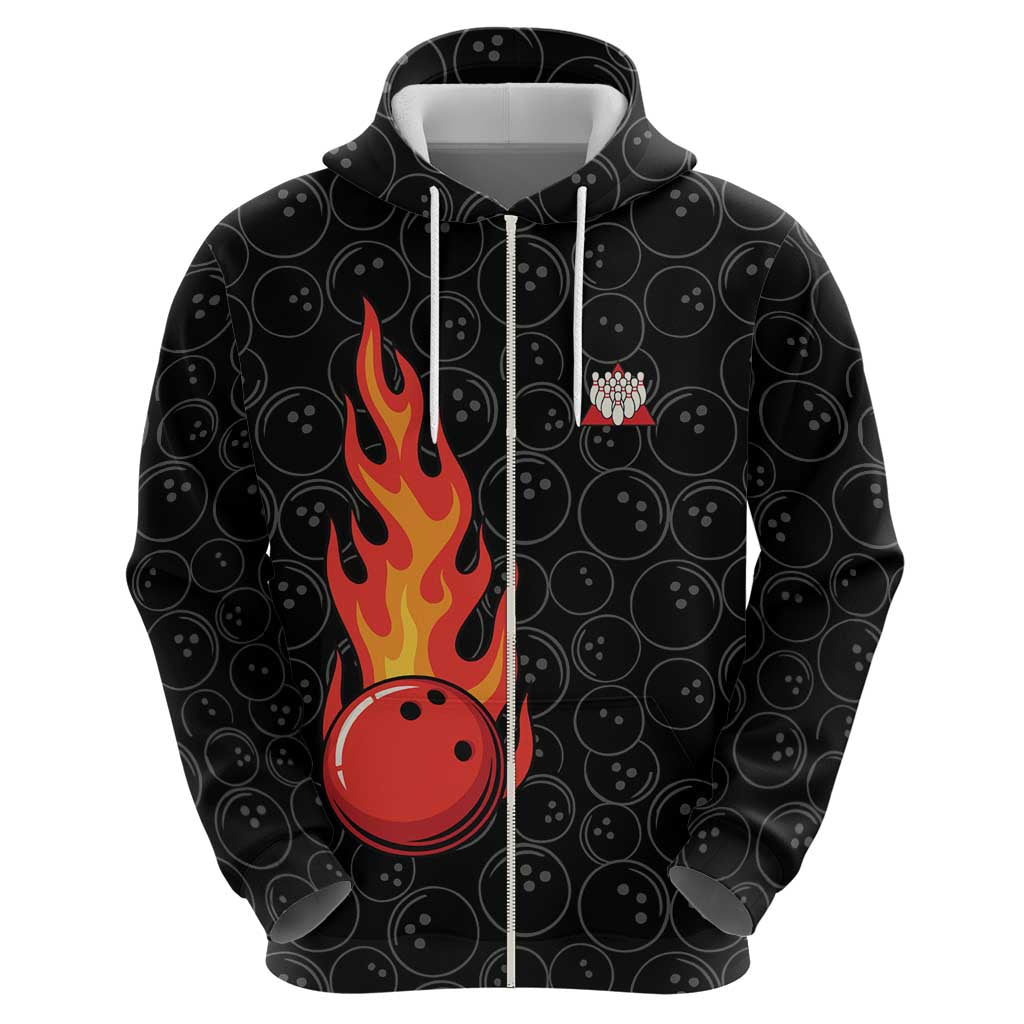 Flaming Bowling Ball Hoodie with Strike Explosion and Funny Quote Graphic on Bowling TS04