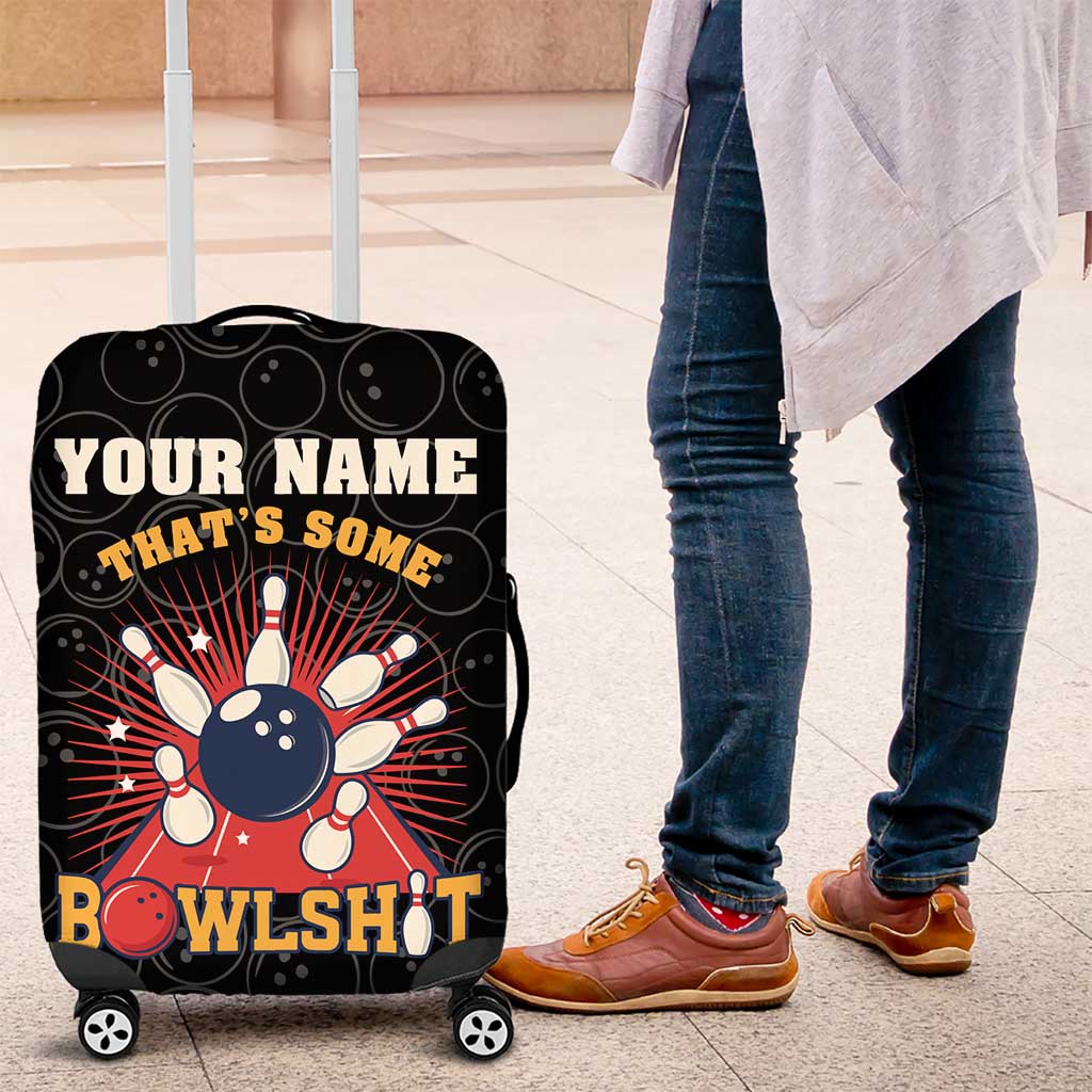 Flaming Bowling Ball Luggage Cover with Strike Explosion and Funny Quote Graphic on Bowling TS04