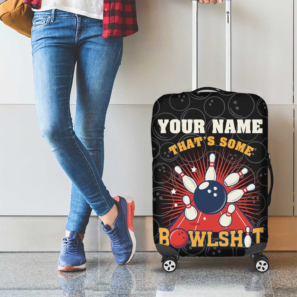 Flaming Bowling Ball Luggage Cover with Strike Explosion and Funny Quote Graphic on Bowling TS04
