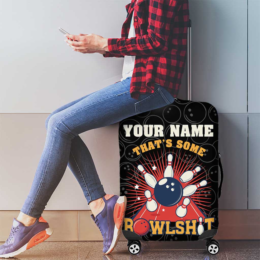 Flaming Bowling Ball Luggage Cover with Strike Explosion and Funny Quote Graphic on Bowling TS04