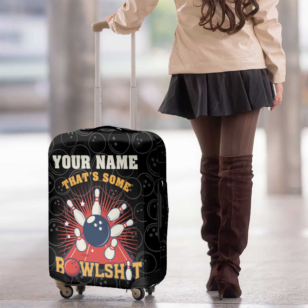 Flaming Bowling Ball Luggage Cover with Strike Explosion and Funny Quote Graphic on Bowling TS04