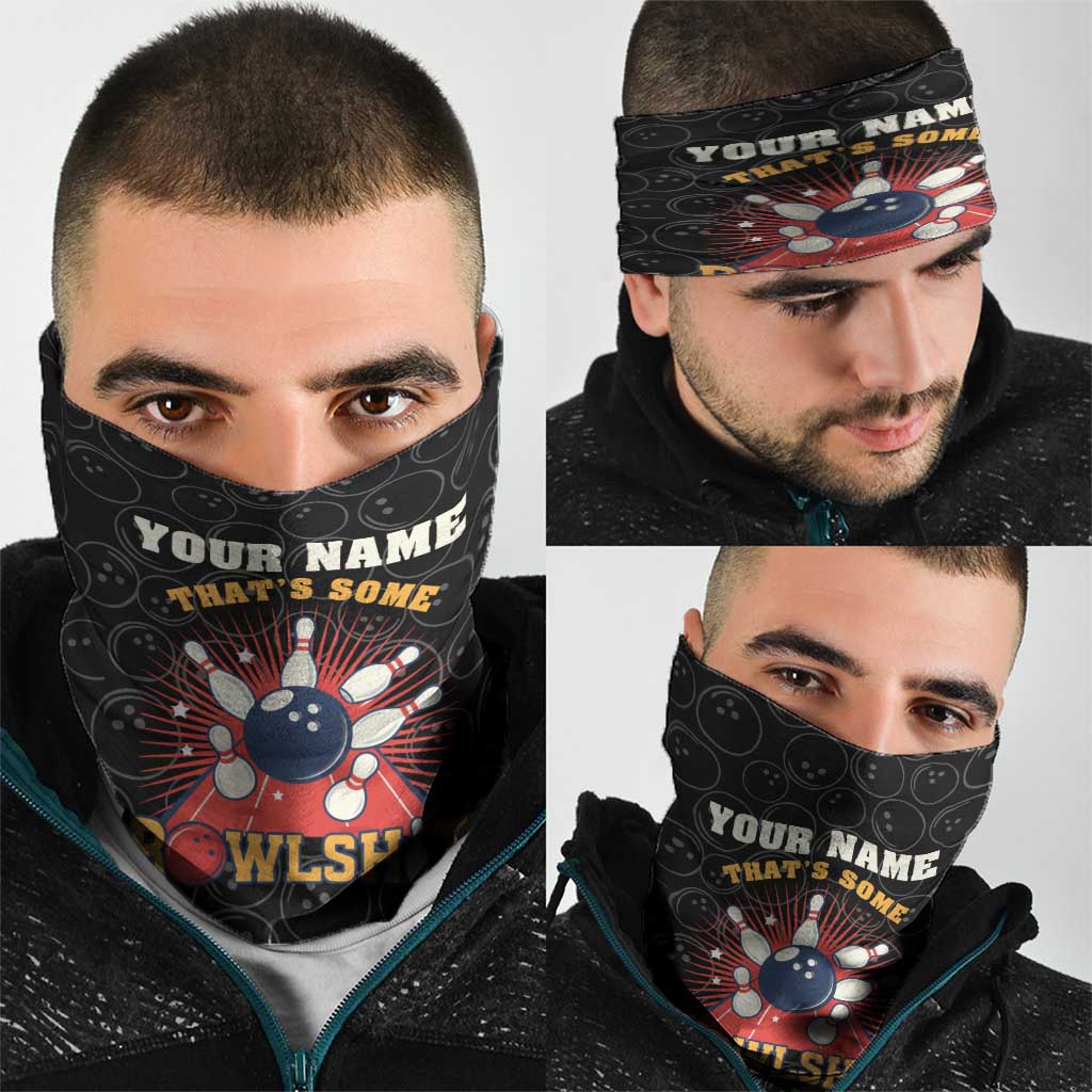 Flaming Bowling Ball Neck Gaiter with Strike Explosion and Funny Quote Graphic on Bowling TS04