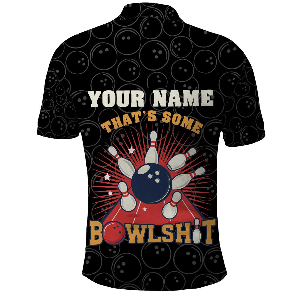 Flaming Bowling Ball Polo Shirt with Strike Explosion and Funny Quote Graphic on Bowling TS04