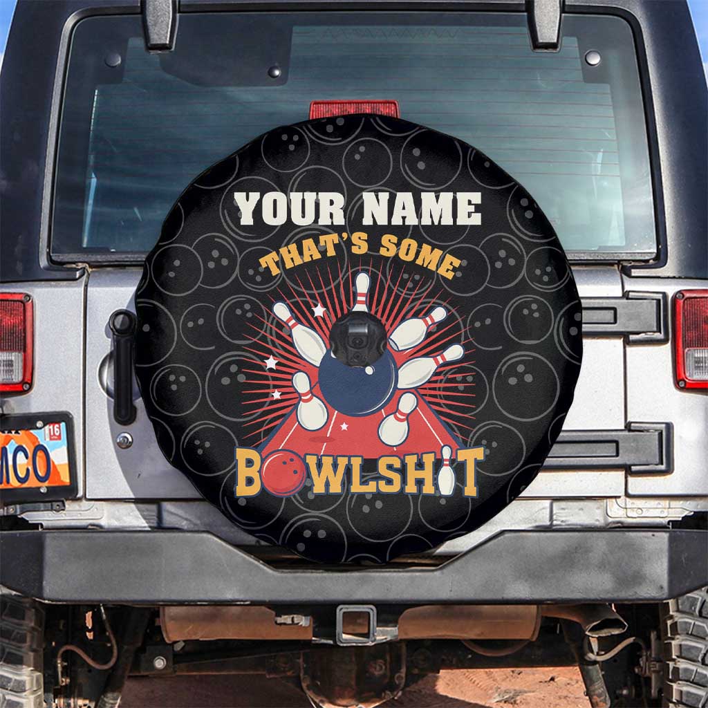 Flaming Bowling Ball Spare Tire Cover with Strike Explosion and Funny Quote Graphic on Bowling TS04