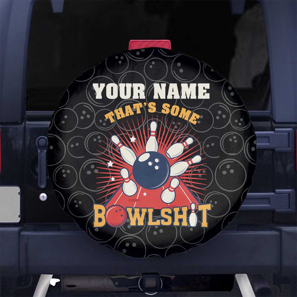 Flaming Bowling Ball Spare Tire Cover with Strike Explosion and Funny Quote Graphic on Bowling TS04