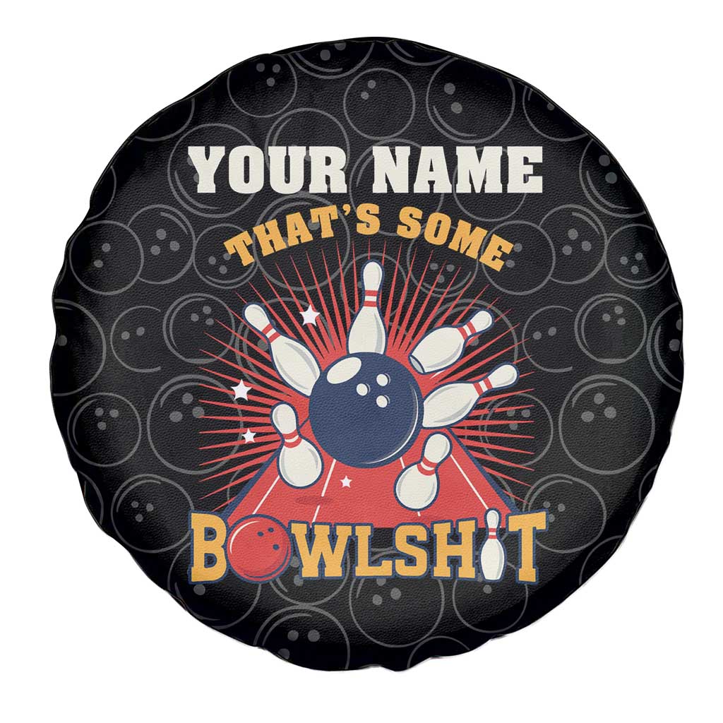 Flaming Bowling Ball Spare Tire Cover with Strike Explosion and Funny Quote Graphic on Bowling TS04
