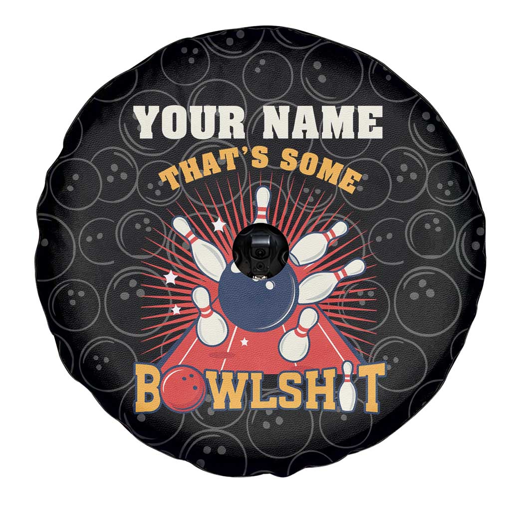 Flaming Bowling Ball Spare Tire Cover with Strike Explosion and Funny Quote Graphic on Bowling TS04