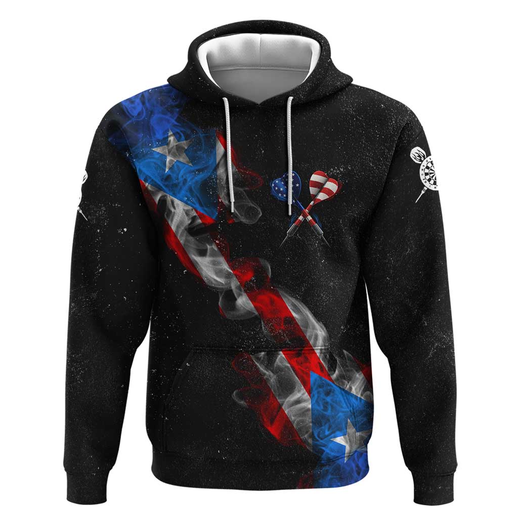 American Flag Smoke Trail Hoodie with Dartboard and Crossed Darts Graphic Design TS04