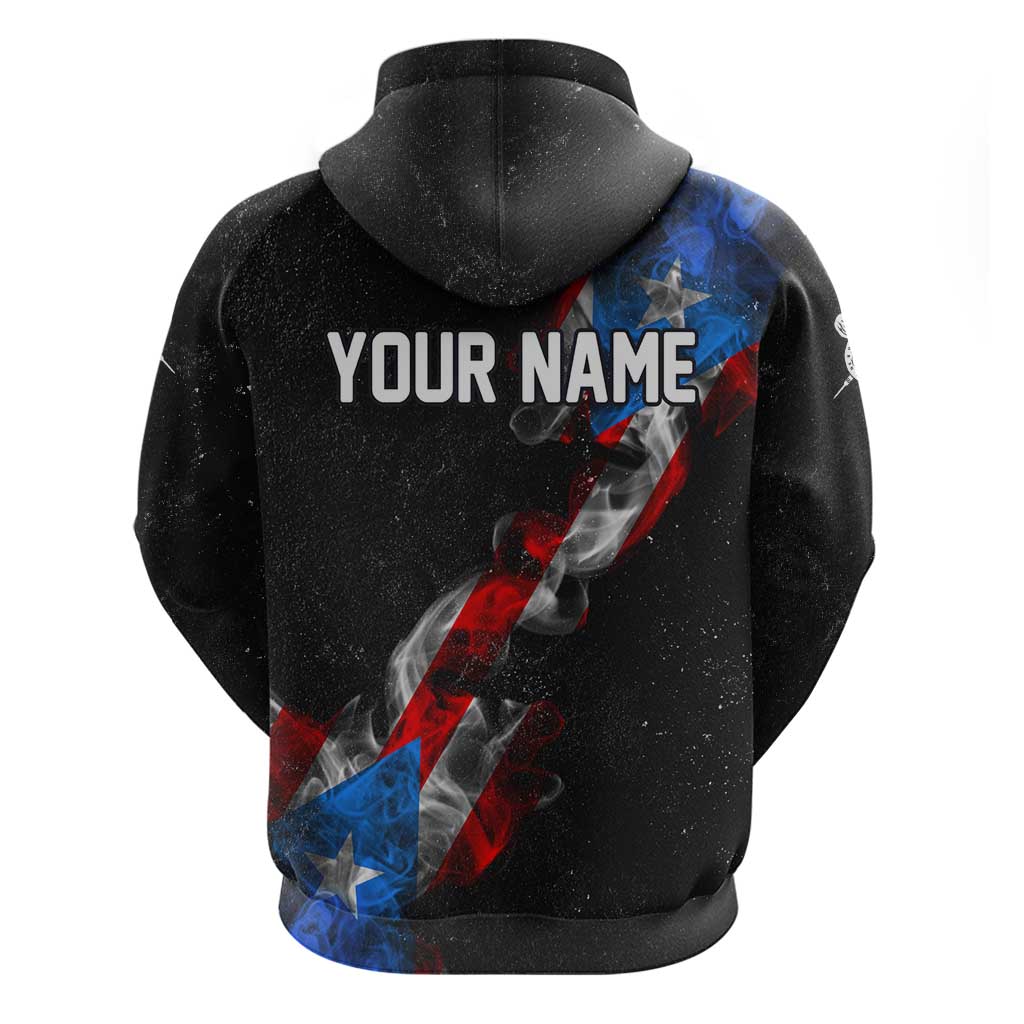 American Flag Smoke Trail Hoodie with Dartboard and Crossed Darts Graphic Design TS04