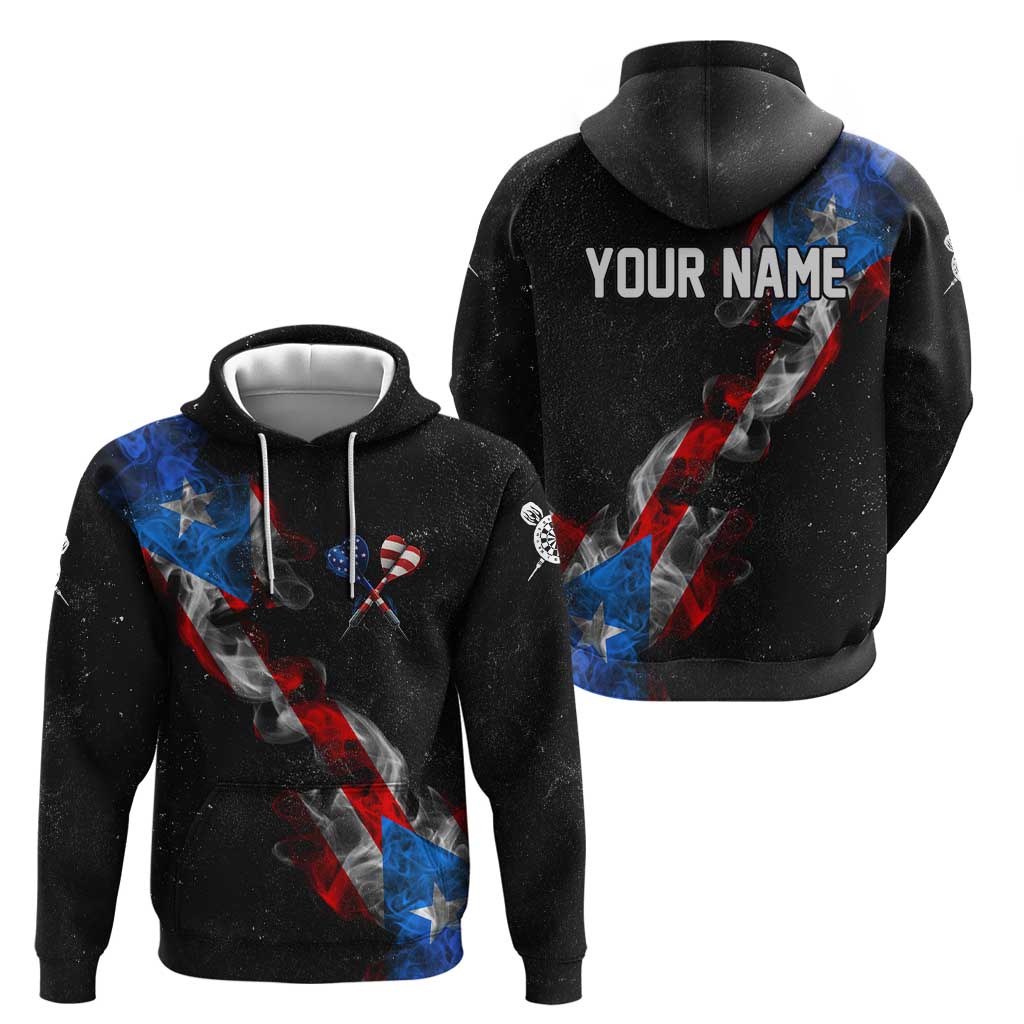 American Flag Smoke Trail Hoodie with Dartboard and Crossed Darts Graphic Design TS04