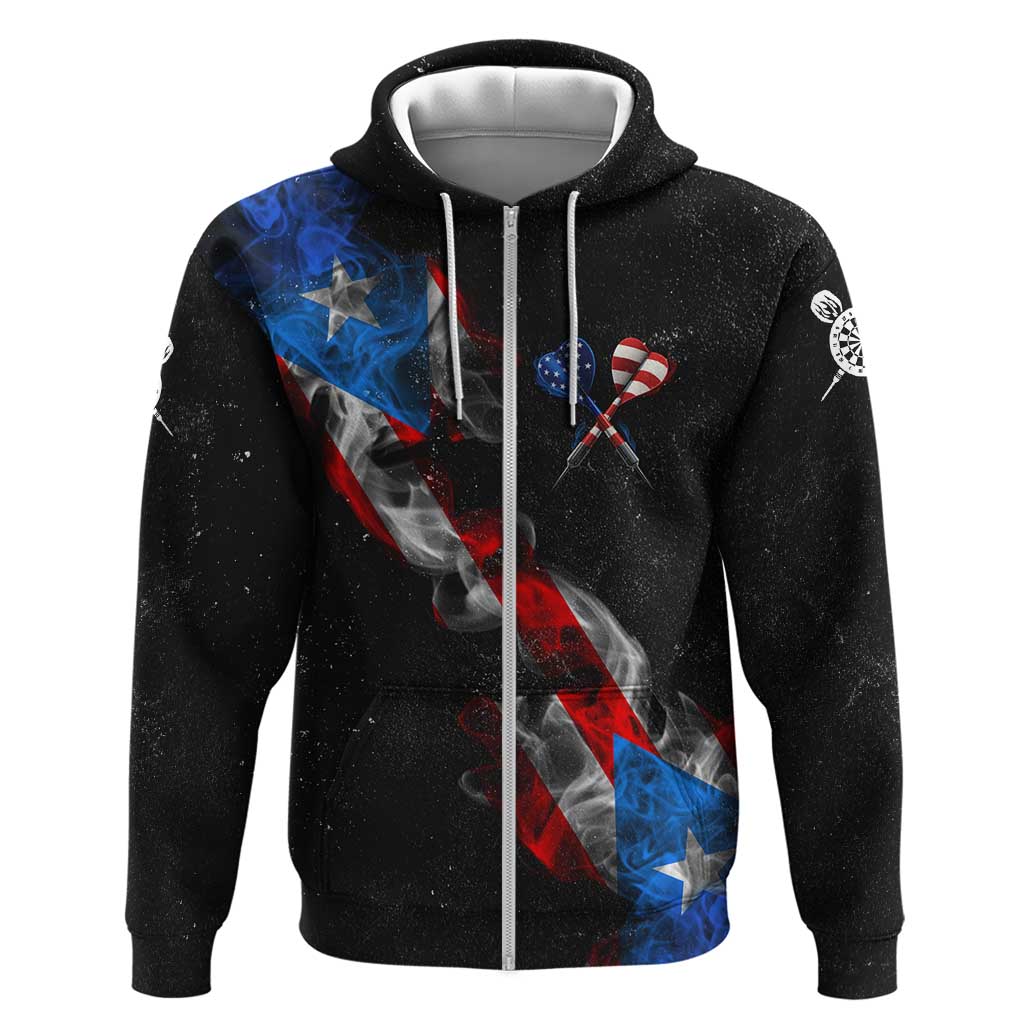 American Flag Smoke Trail Hoodie with Dartboard and Crossed Darts Graphic Design TS04