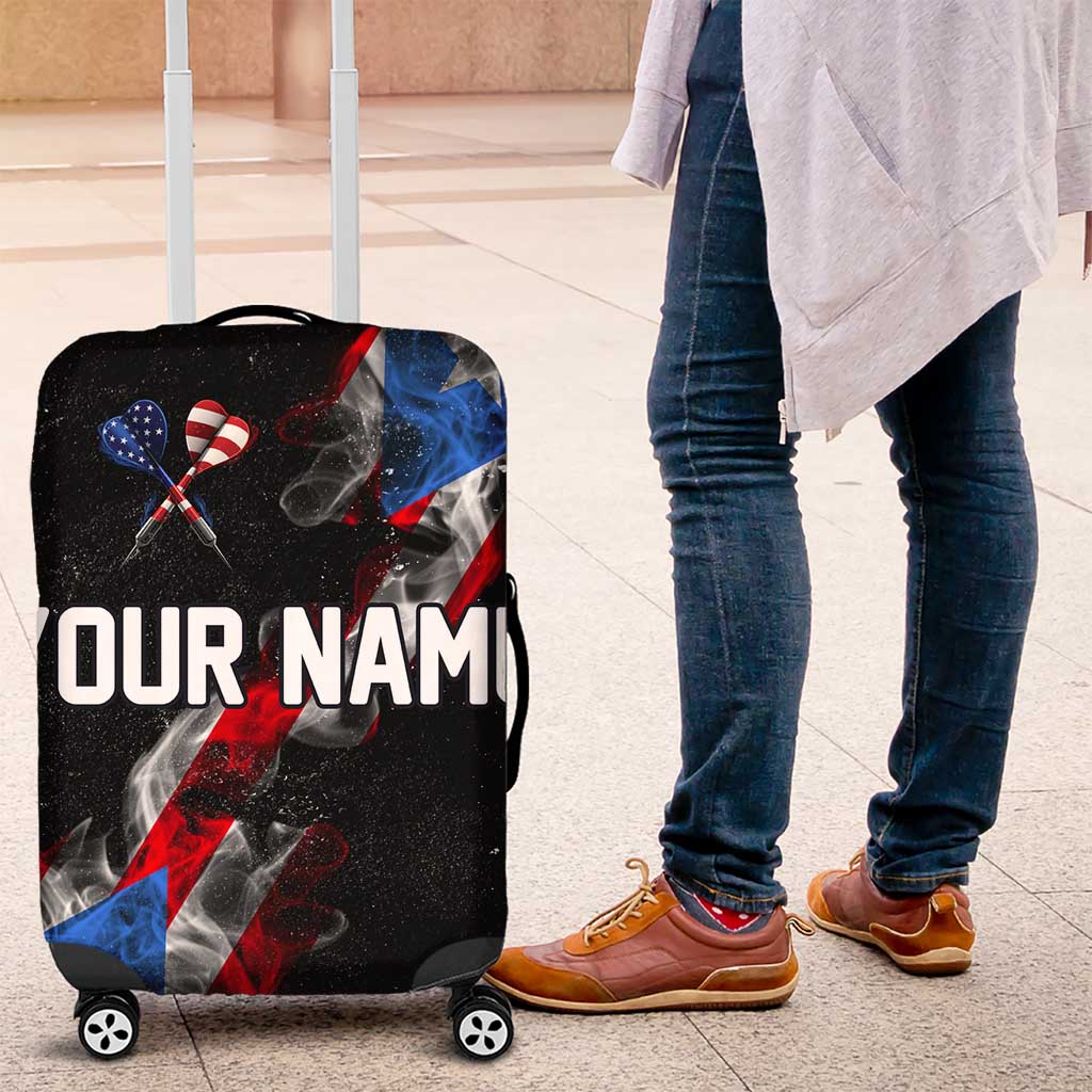 American Flag Smoke Trail Luggage Cover with Dartboard and Crossed Darts Graphic Design TS04