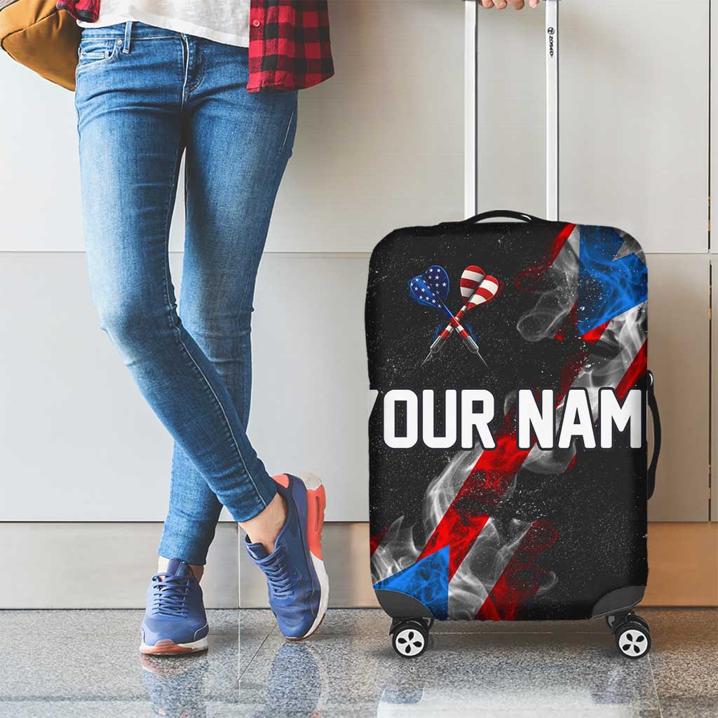 American Flag Smoke Trail Luggage Cover with Dartboard and Crossed Darts Graphic Design TS04