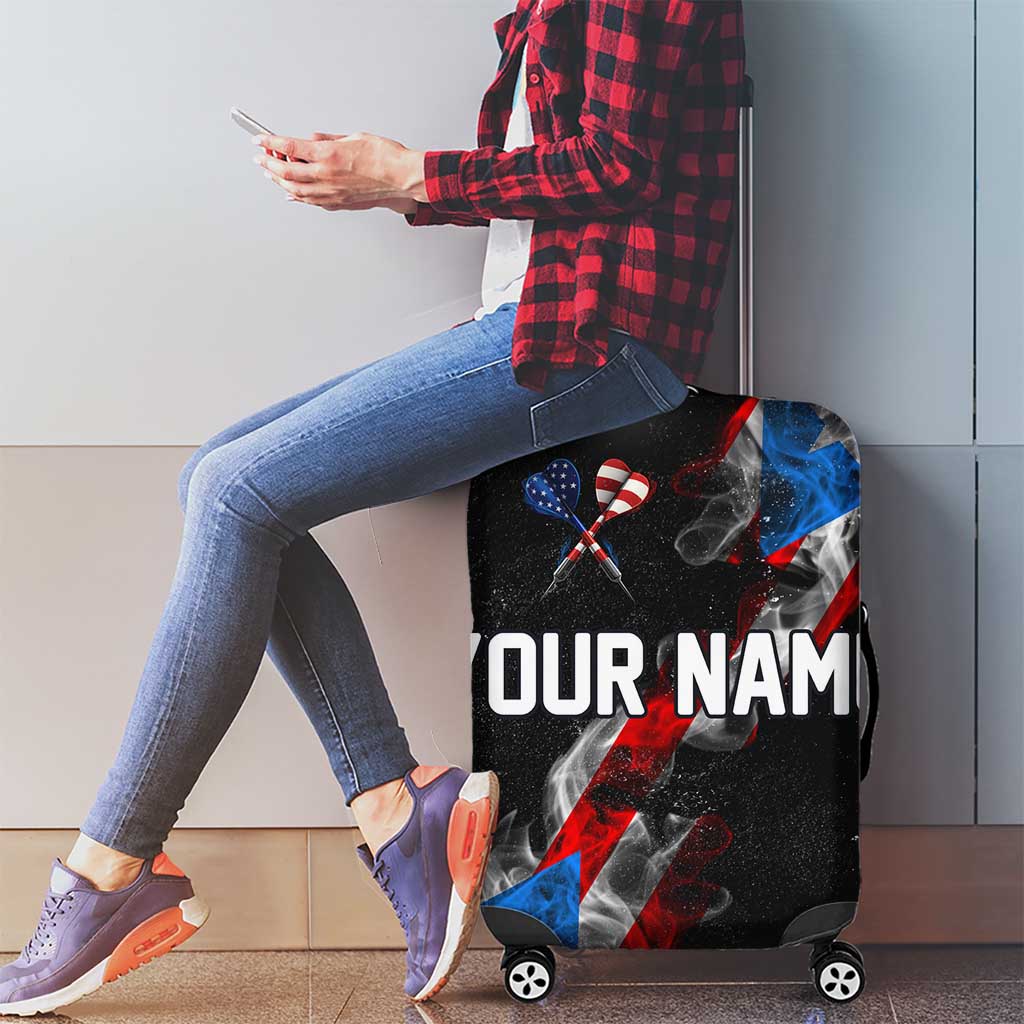 American Flag Smoke Trail Luggage Cover with Dartboard and Crossed Darts Graphic Design TS04
