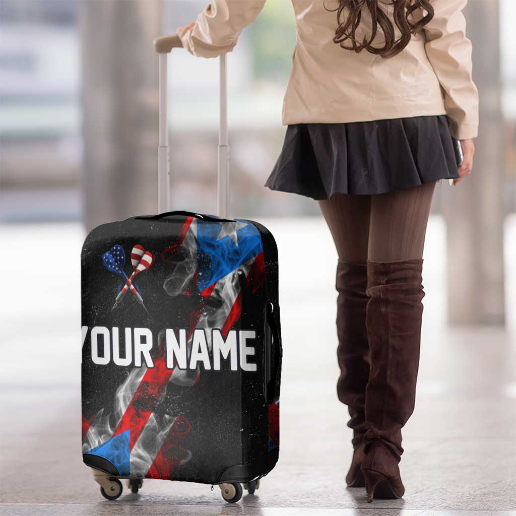 American Flag Smoke Trail Luggage Cover with Dartboard and Crossed Darts Graphic Design TS04