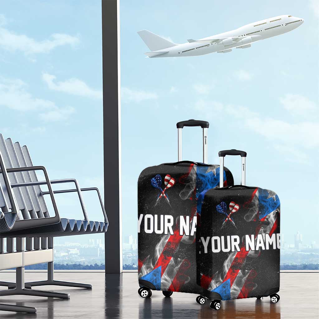 American Flag Smoke Trail Luggage Cover with Dartboard and Crossed Darts Graphic Design TS04