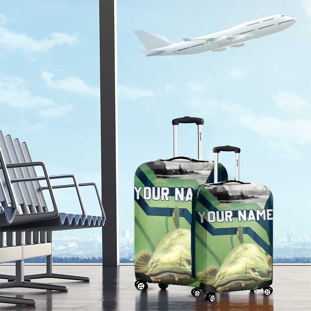 Catfish and Underwater Scene Design Luggage Cover with Forest Background and Fishing Theme Elements TS04