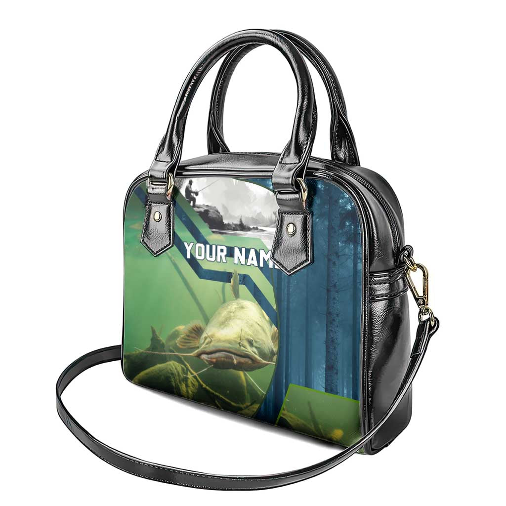 Catfish and Underwater Scene Design Shoulder Handbag with Forest Background and Fishing Theme Elements TS04