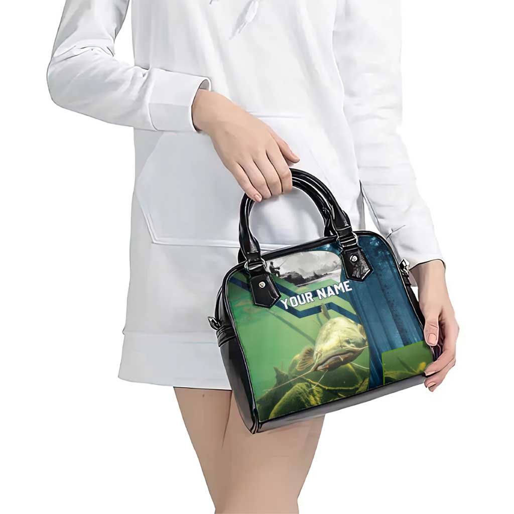 Catfish and Underwater Scene Design Shoulder Handbag with Forest Background and Fishing Theme Elements TS04