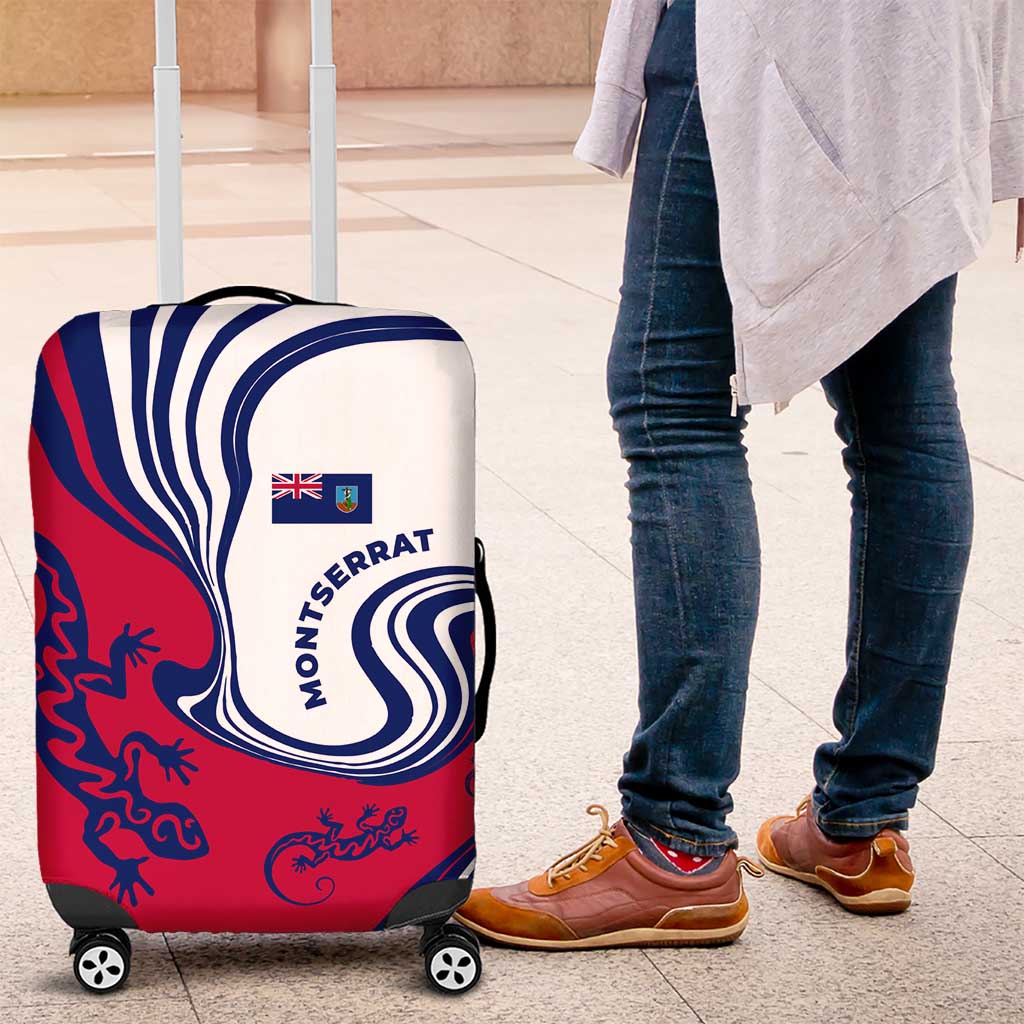 Montserrat Luggage Cover with Gecko Illustration Red Blue Wavy Line Design TS04