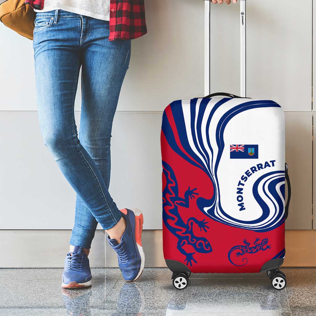 Montserrat Luggage Cover with Gecko Illustration Red Blue Wavy Line Design TS04