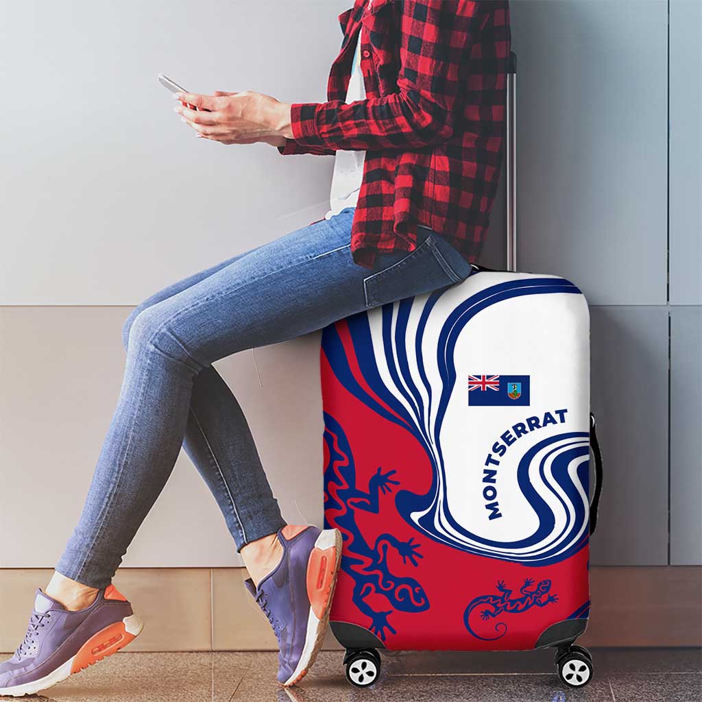 Montserrat Luggage Cover with Gecko Illustration Red Blue Wavy Line Design TS04