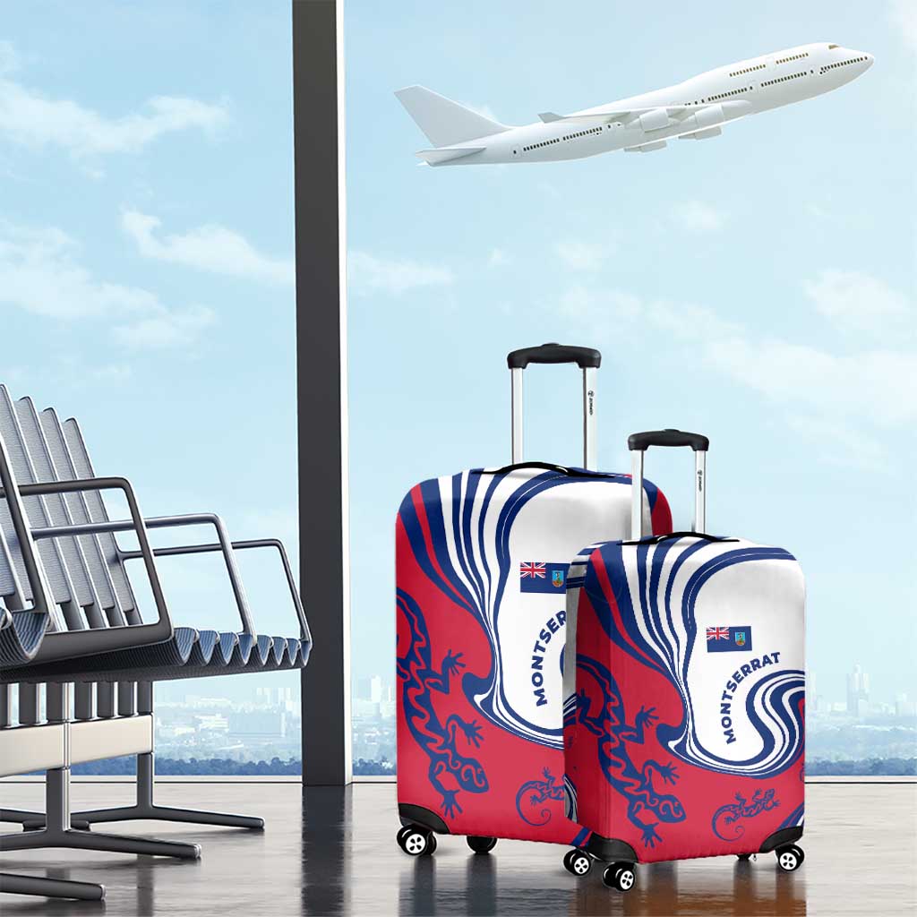 Montserrat Luggage Cover with Gecko Illustration Red Blue Wavy Line Design TS04