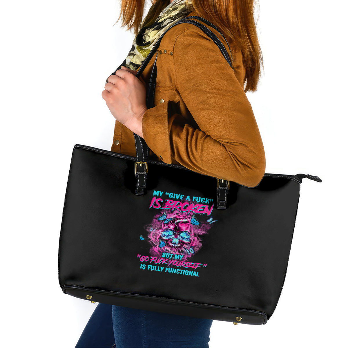 My Give A F Is Broken Leather Tote Bag TS04