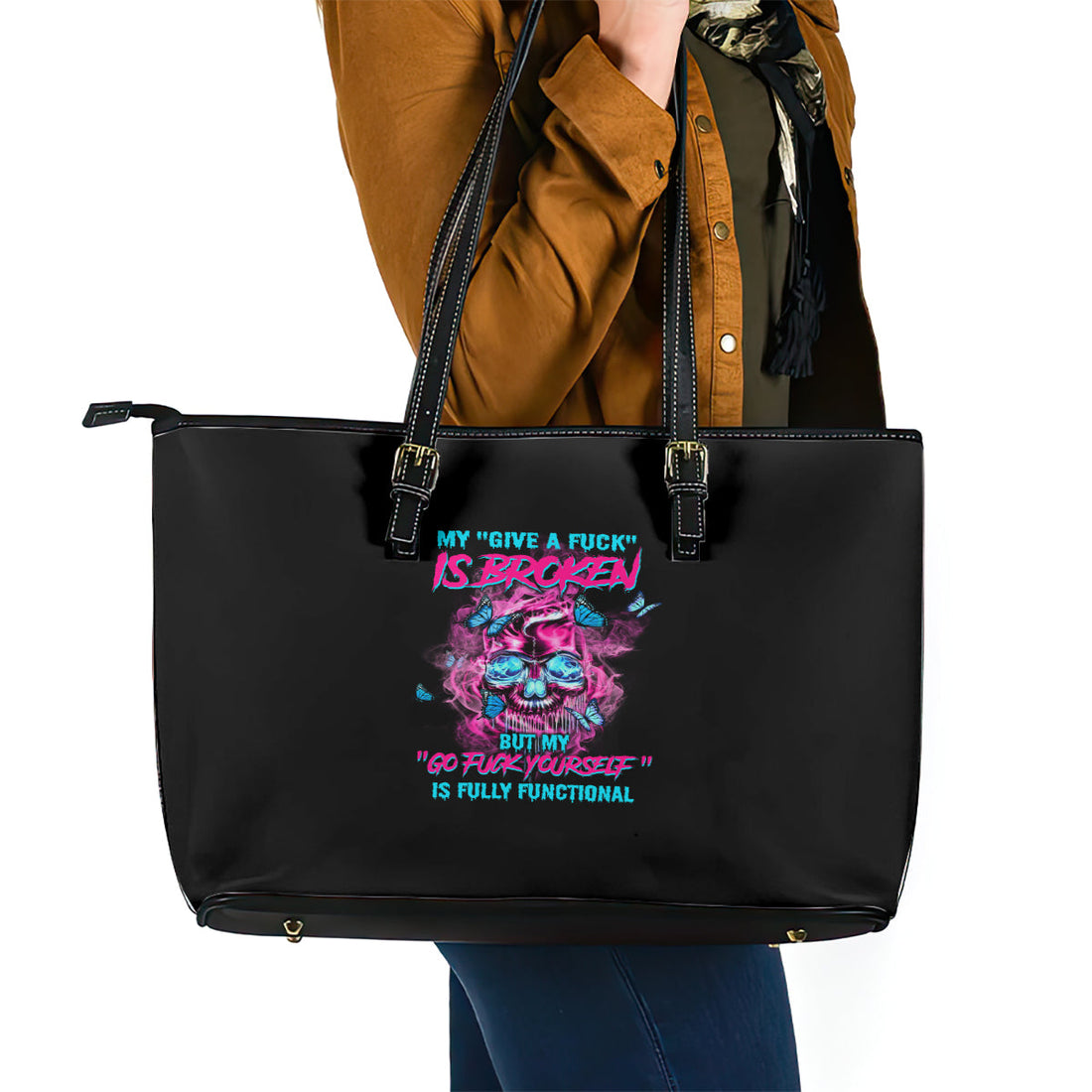 My Give A F Is Broken Leather Tote Bag TS04