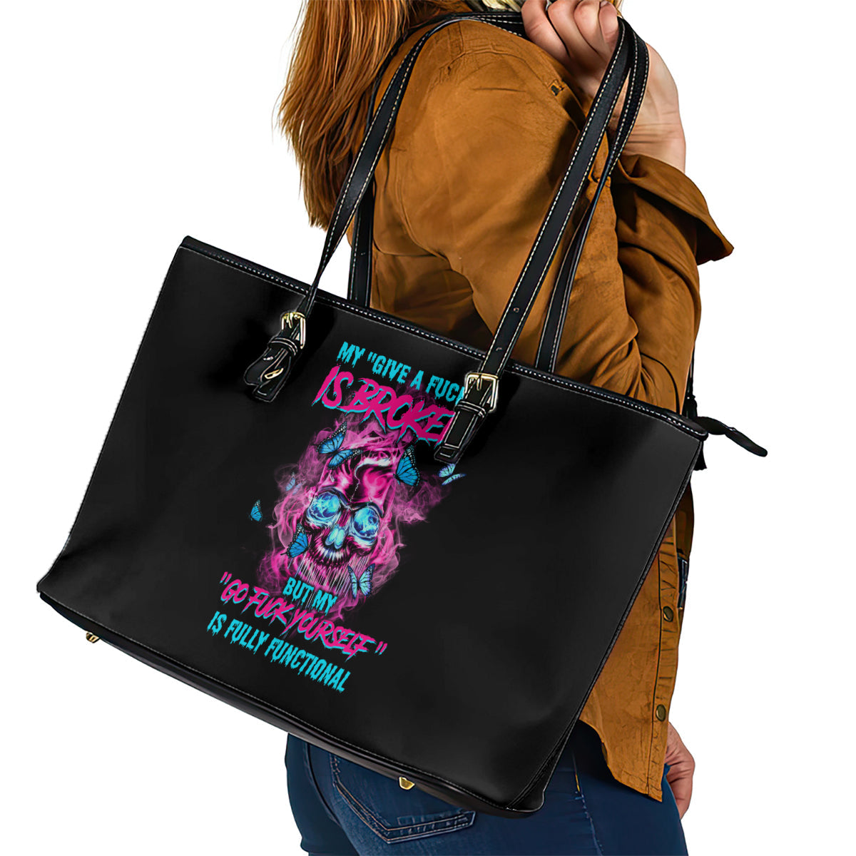 My Give A F Is Broken Leather Tote Bag TS04