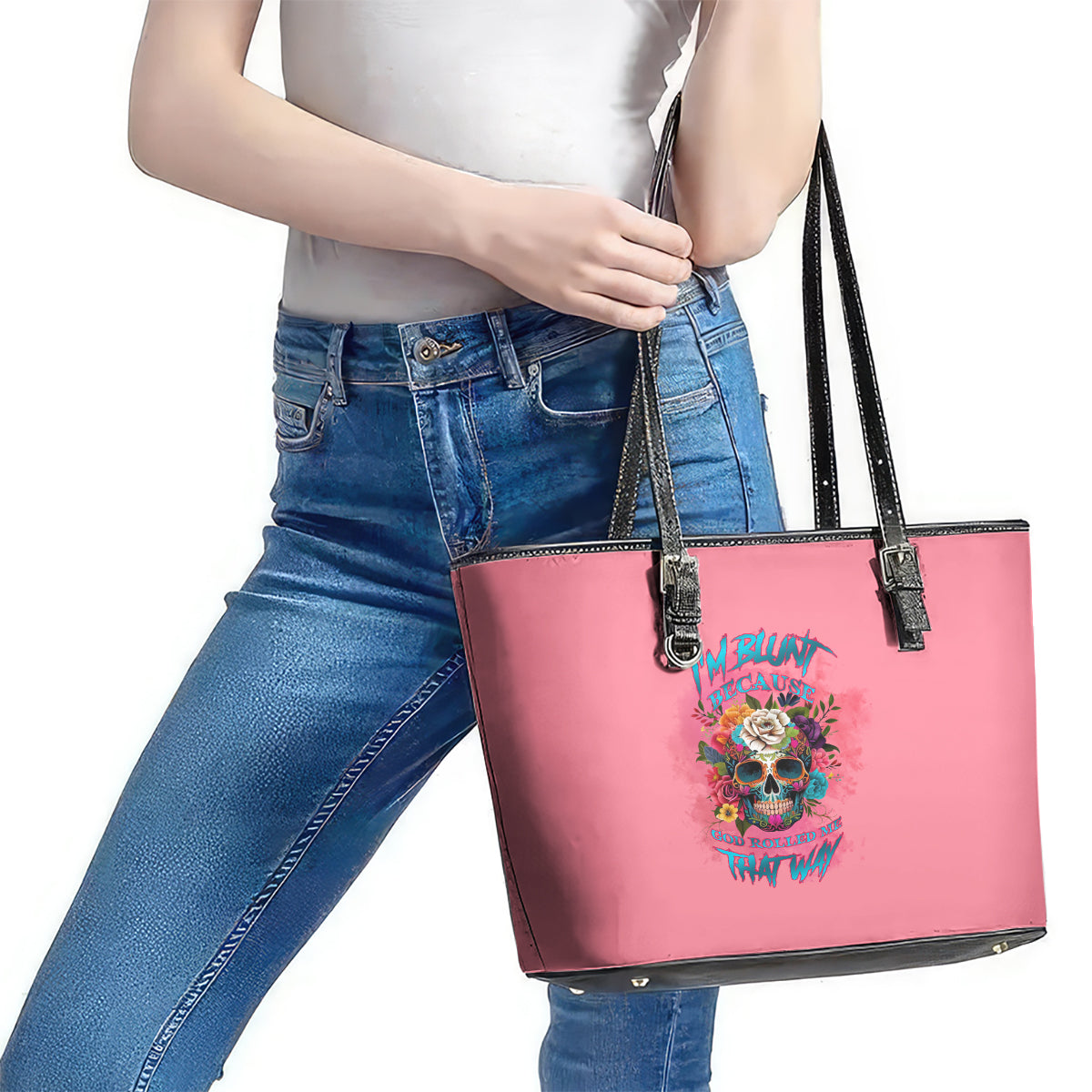 I'm Blunt Because God Rolled Me Leather Tote Bag TS04
