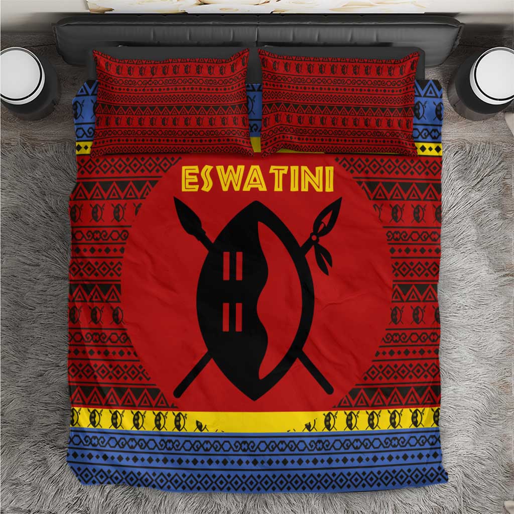 Eswatini Flag Bedding Set Nguni Shield Spear Pattern TS04
