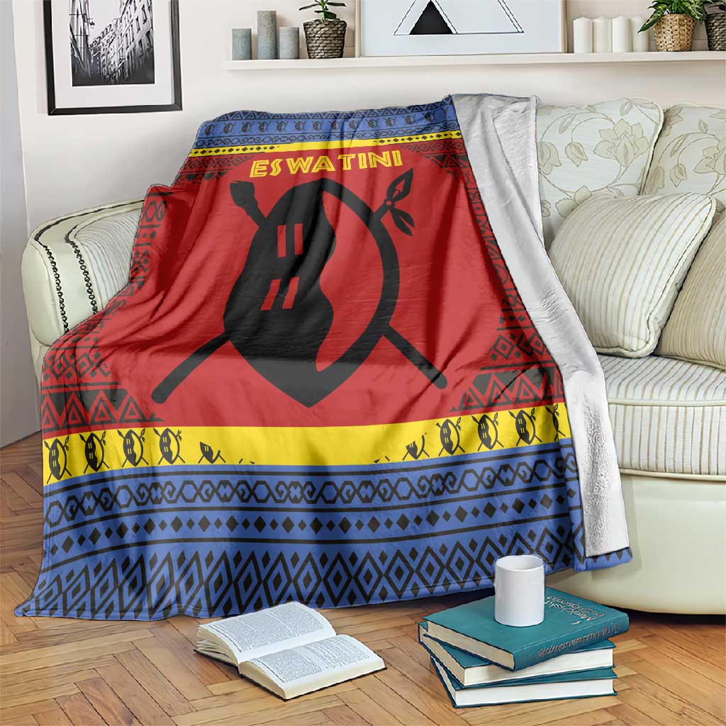 Eswatini Flag Blanket Nguni Shield Spear Pattern TS04