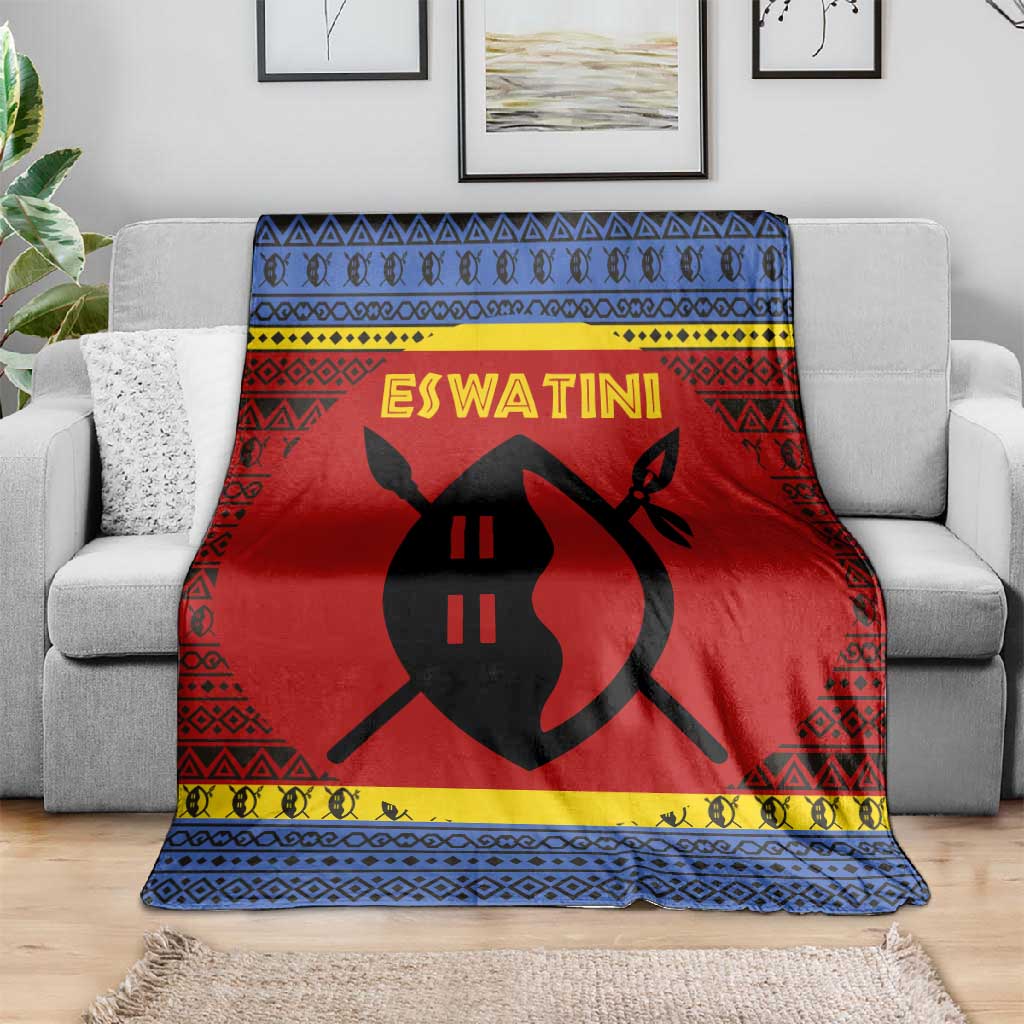 Eswatini Flag Blanket Nguni Shield Spear Pattern TS04