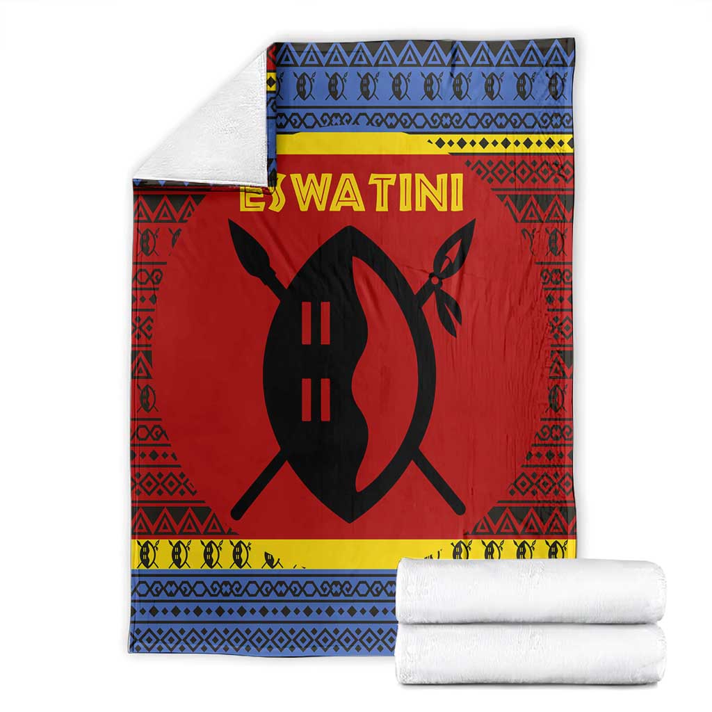 Eswatini Flag Blanket Nguni Shield Spear Pattern TS04