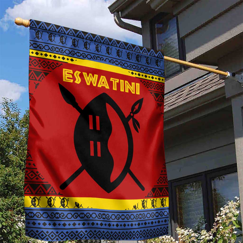Eswatini Flag Garden Flag Nguni Shield Spear Pattern TS04