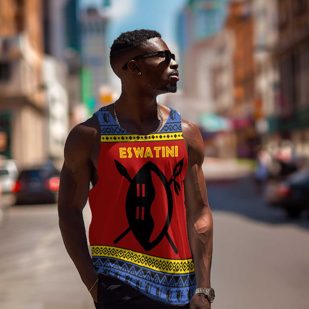 Eswatini Flag Men Tank Top Nguni Shield Spear Pattern TS04