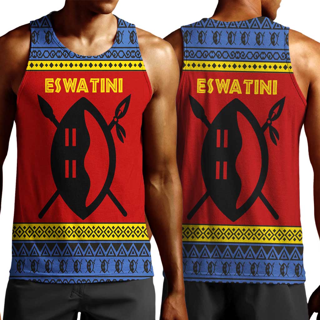 Eswatini Flag Men Tank Top Nguni Shield Spear Pattern TS04
