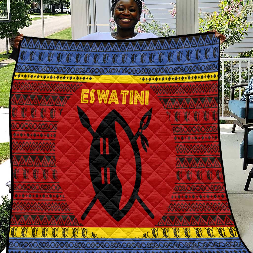 Eswatini Flag Quilt Nguni Shield Spear Pattern TS04