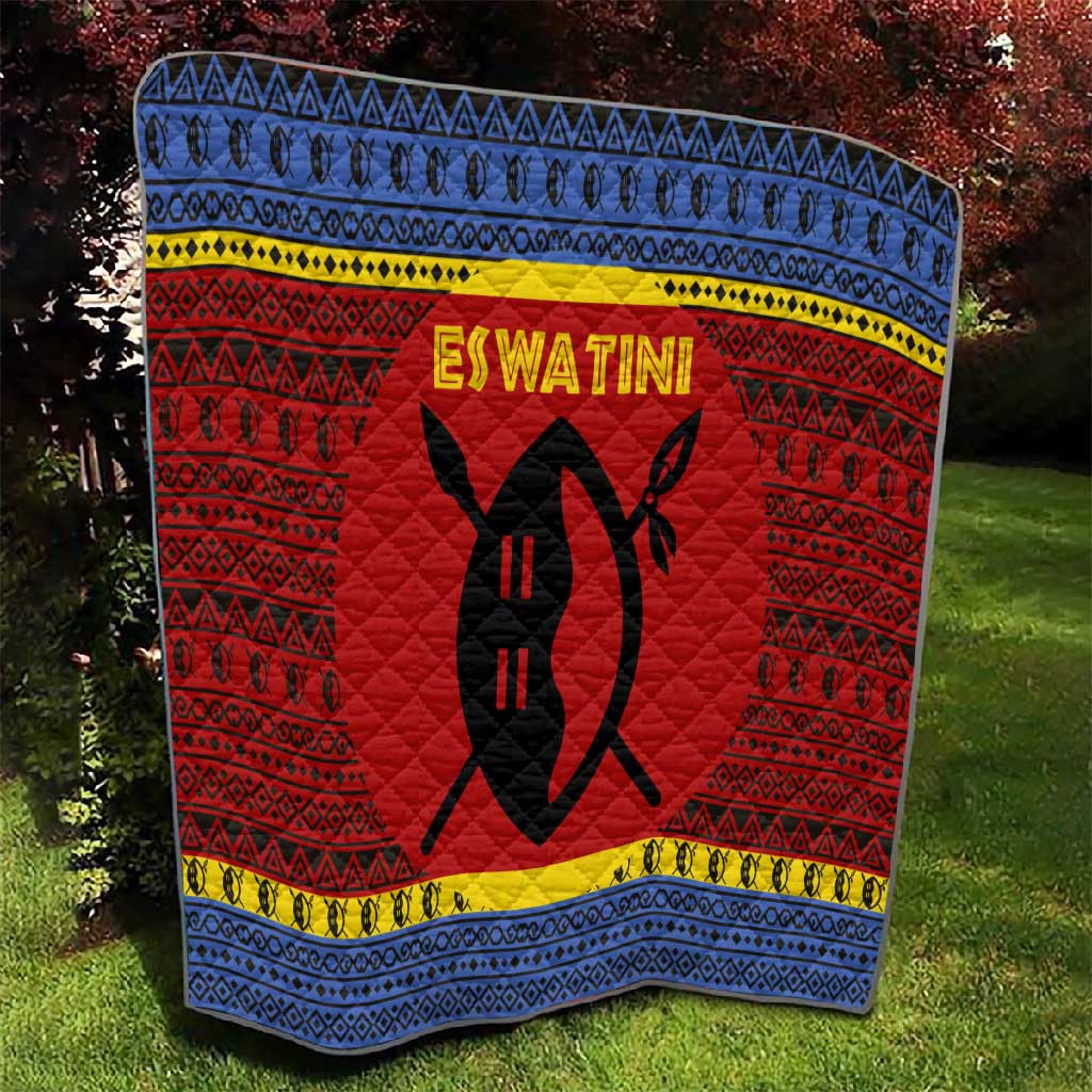 Eswatini Flag Quilt Nguni Shield Spear Pattern TS04