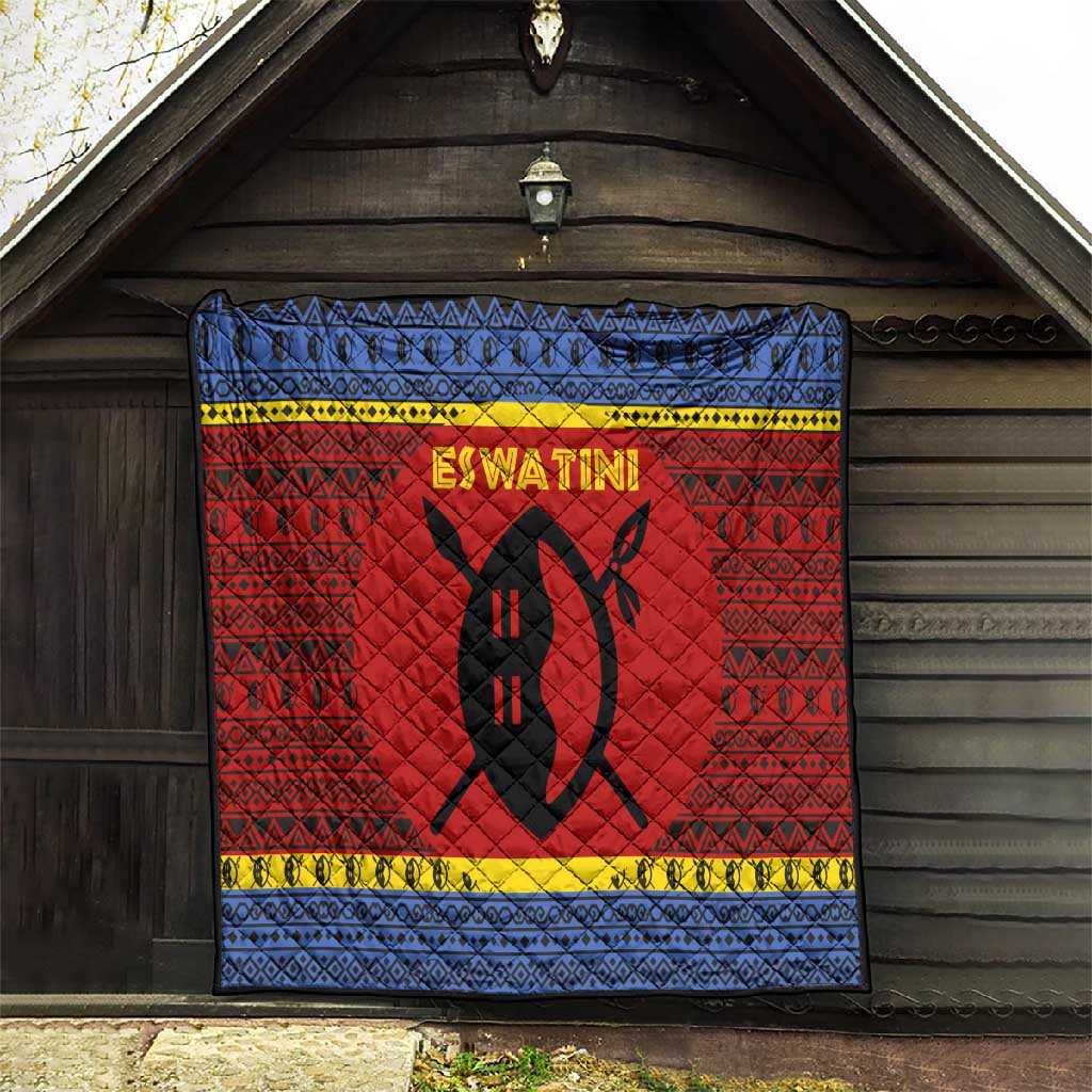 Eswatini Flag Quilt Nguni Shield Spear Pattern TS04