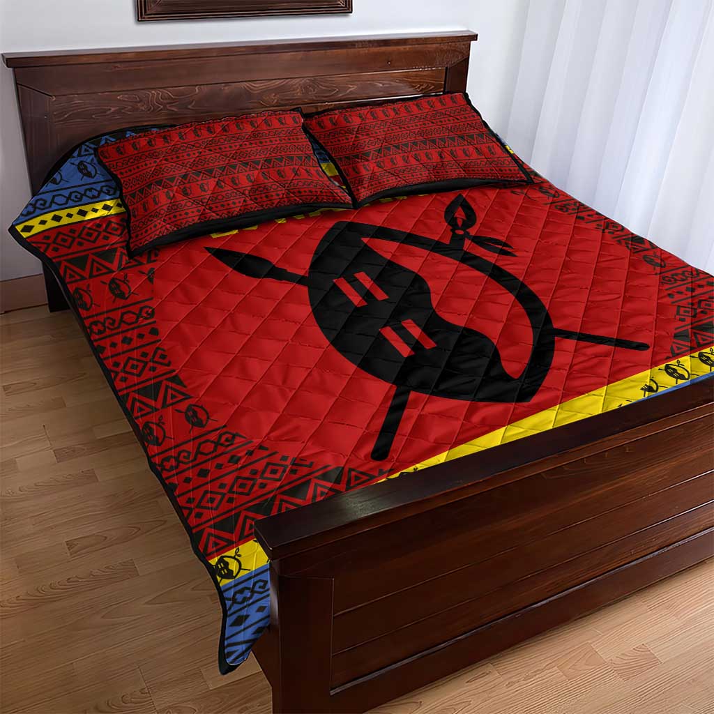 Eswatini Flag Quilt Bed Set Nguni Shield Spear Pattern TS04