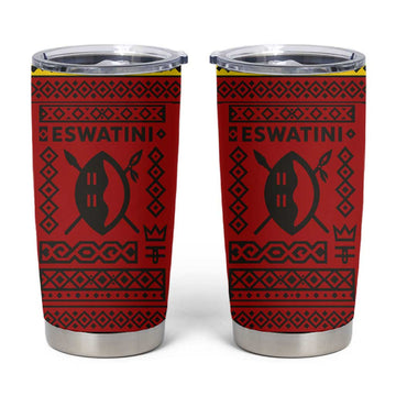 Eswatini Flag Tumbler Cup Nguni Shield Spear Pattern TS04