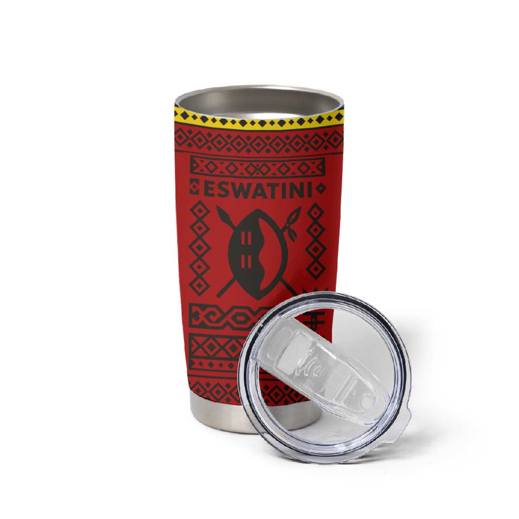 Eswatini Flag Tumbler Cup Nguni Shield Spear Pattern TS04