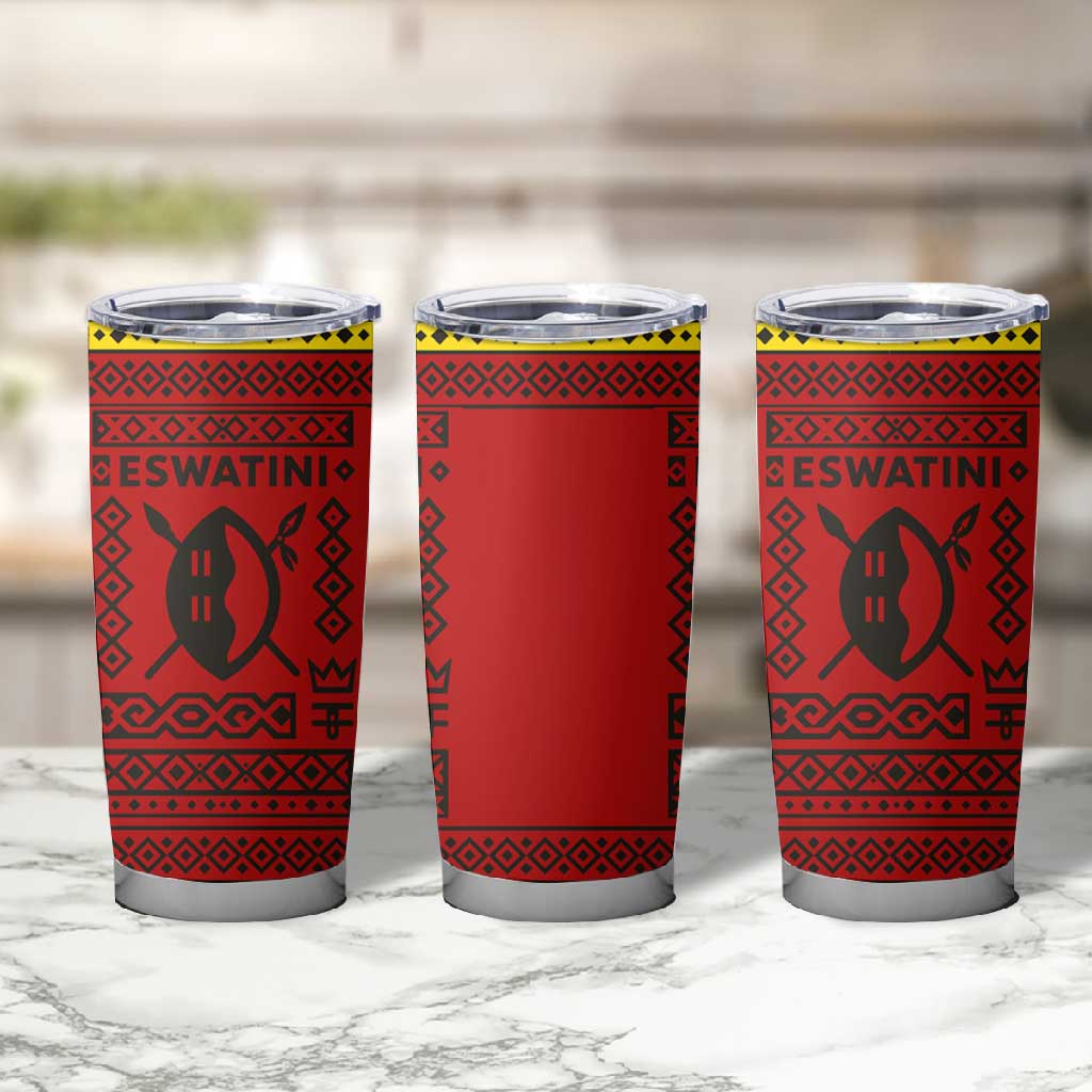 Eswatini Flag Tumbler Cup Nguni Shield Spear Pattern TS04