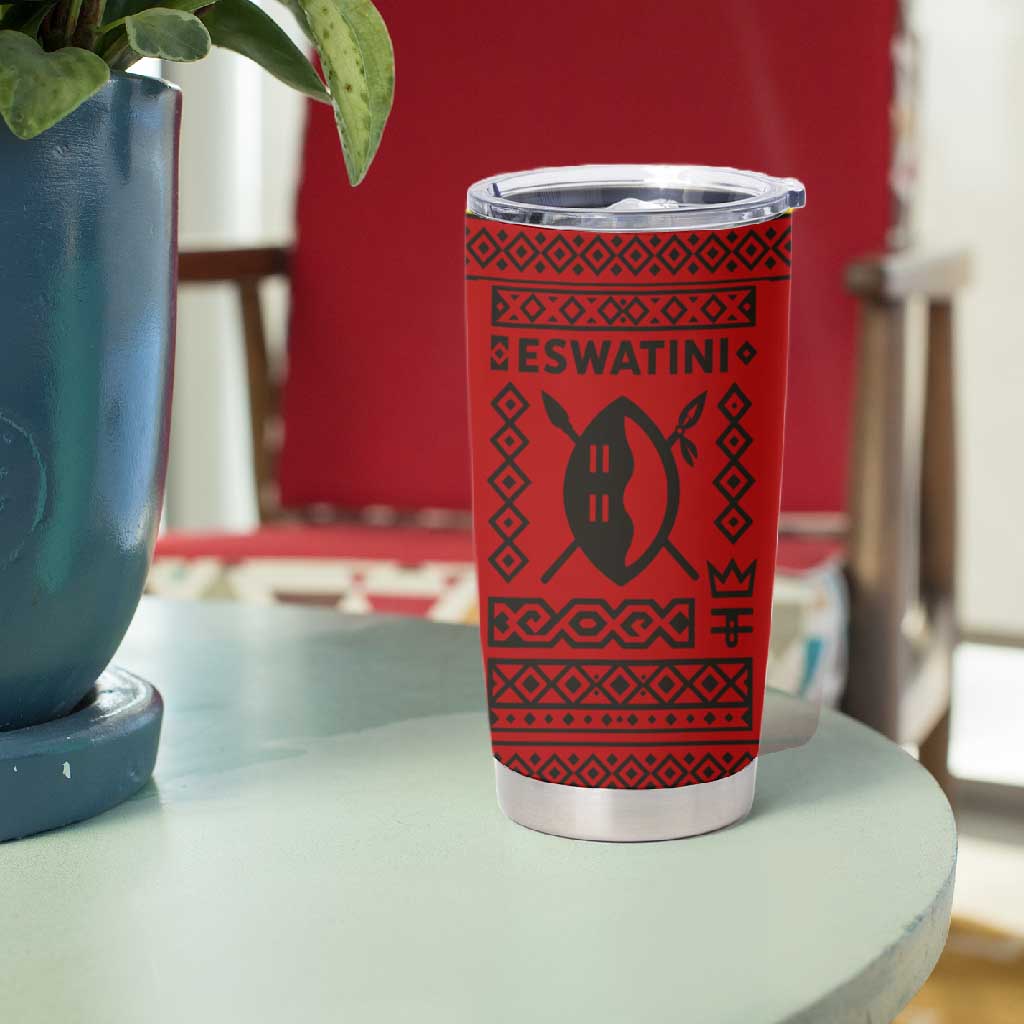 Eswatini Flag Tumbler Cup Nguni Shield Spear Pattern TS04