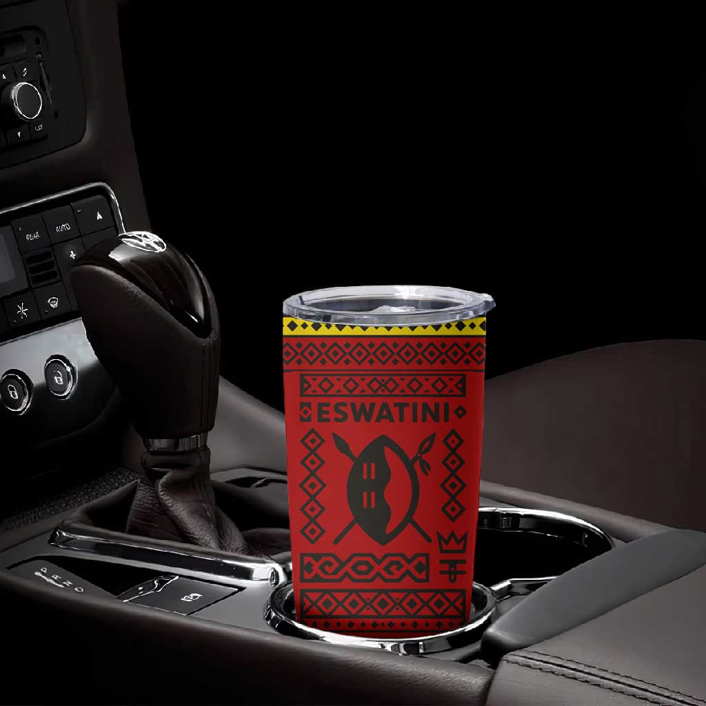 Eswatini Flag Tumbler Cup Nguni Shield Spear Pattern TS04
