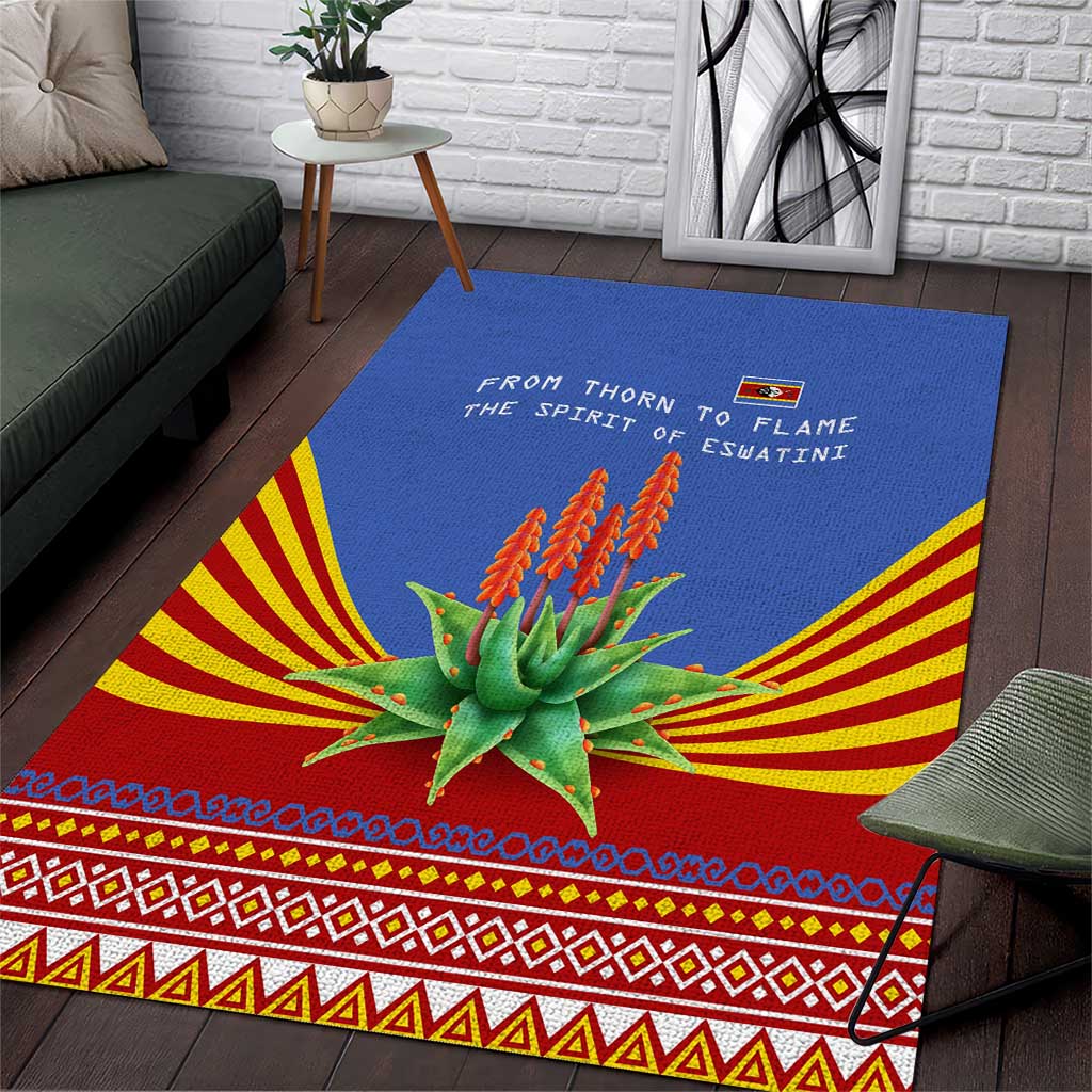 Aloe Vera Eswatini Area Rug Flag Print and Cultural Motif From Thorn to Flame TS04
